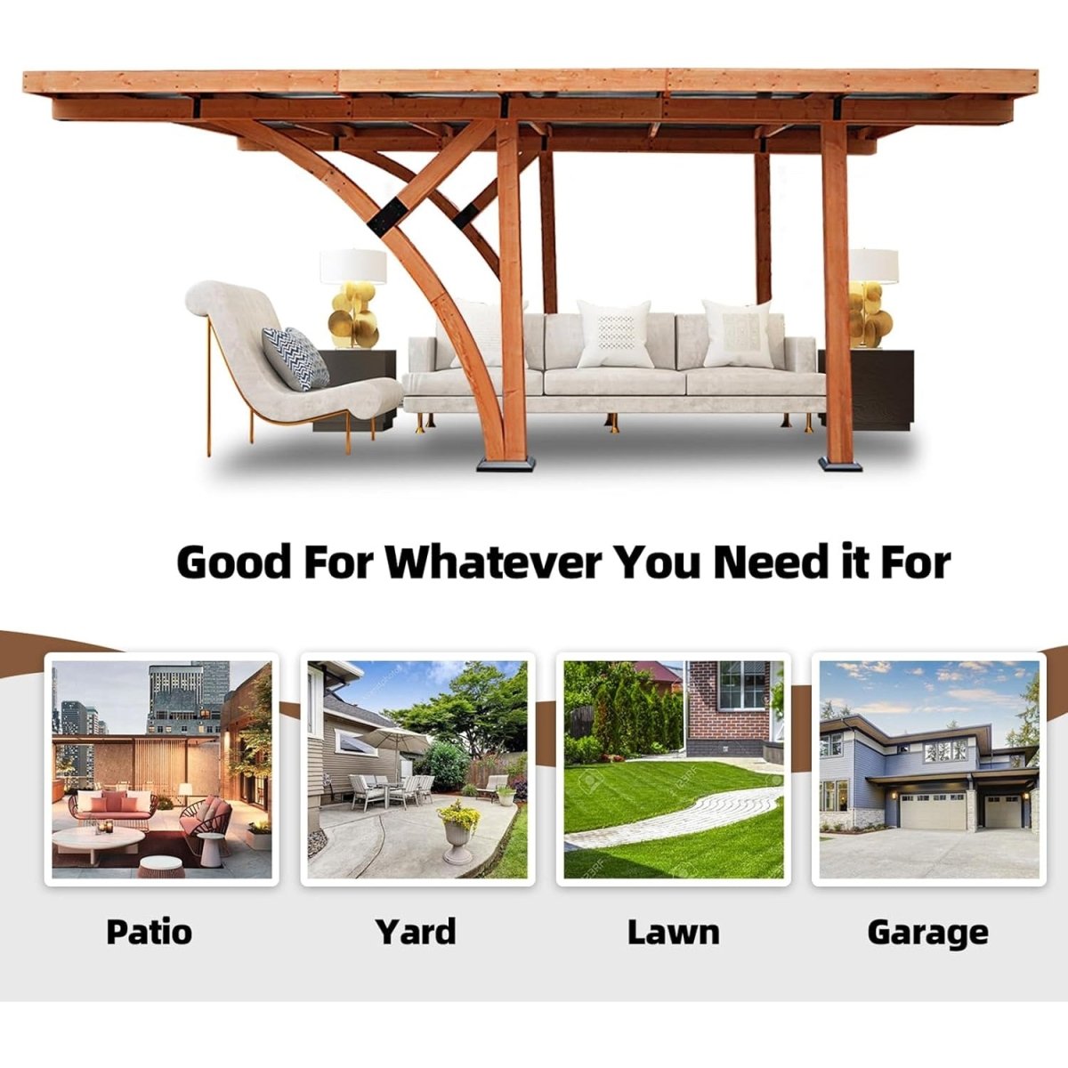 [12x18FT] Premium Heavy Duty Pine Wood Arc-Shaped Carport With Metal Roof