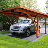 [12x18FT] Premium Heavy Duty Pine Wood Arc-Shaped Carport With Metal Roof