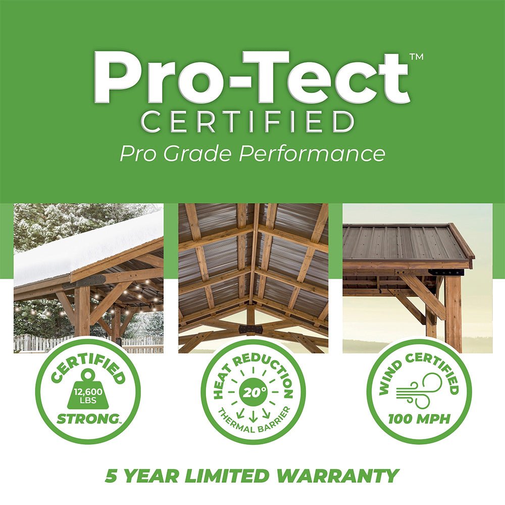 [12x20FT] BYD Premium All Cedar Wooden Carport Pavilion Gazebo With Sloped Hardtop Steel Roof (92758314)