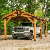 [12x20FT] BYD Premium All Cedar Wooden Carport Pavilion Gazebo With Sloped Hardtop Steel Roof (92758314)