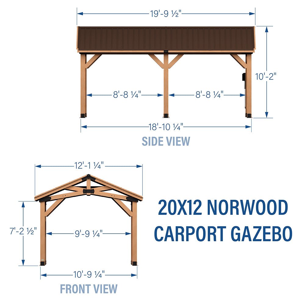 [12x20FT] BYD Premium All Cedar Wooden Carport Pavilion Gazebo With Sloped Hardtop Steel Roof (92758314)