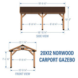 [12x20FT] BYD Premium All Cedar Wooden Carport Pavilion Gazebo With Sloped Hardtop Steel Roof (92758314)