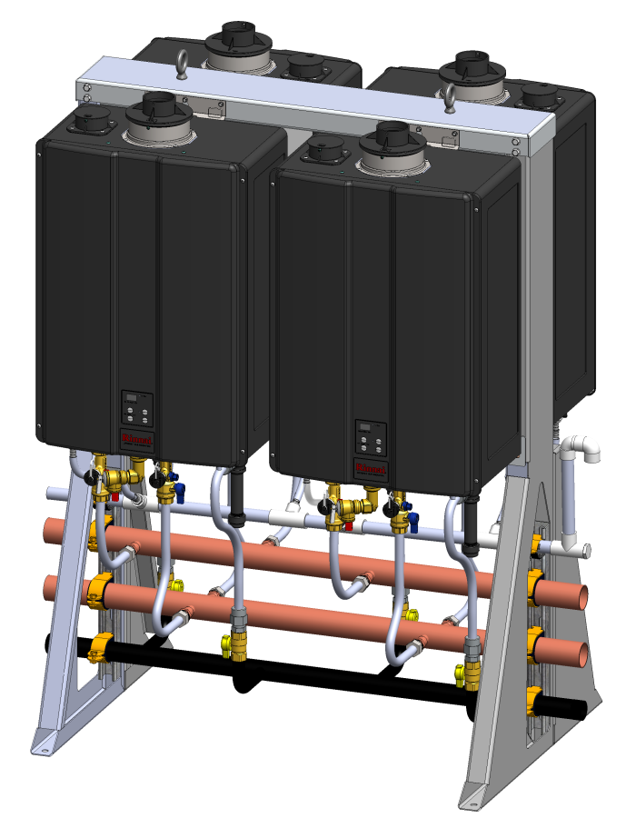 Rinnai TRS04CUiP Commercial Freestanding Rack System – 4-Unit Propane Water Heating Solution