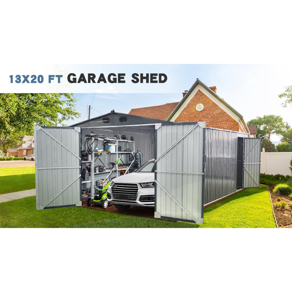 [13x19FT] Extra Large Premium Heavy Duty UV Resistant Metal Garage Shed