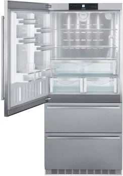 Liebherr CS2091 36 inch Freestanding Bottom Freezer Refrigerator with 19.5 cu. ft. Capacity, DuoCooling, LED Lighting, Telescopic Rails, Ice Maker, Energy Star, Star K, in Stainless Steel