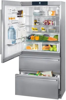 Liebherr CS2091 36 inch Freestanding Bottom Freezer Refrigerator with 19.5 cu. ft. Capacity, DuoCooling, LED Lighting, Telescopic Rails, Ice Maker, Energy Star, Star K, in Stainless Steel