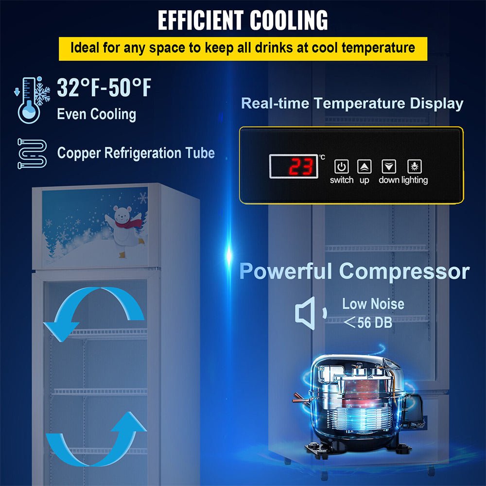 Commercial 11 Cu.Ft Merchandiser Refrigerator Beverage Cooler Fridge, 76.8'' (93625140)