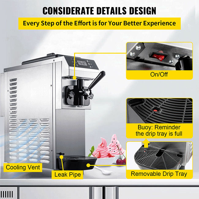 Commercial Single Flavor Soft Serve Ice Cream Machine Maker, 13L/H (94784035)