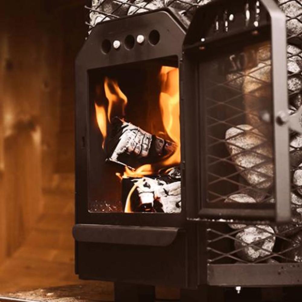 Cozy Heat O Thru-Wall Wood Burning Sauna Stove With Sauna Stones [COZY O-TW] (SAK93612)