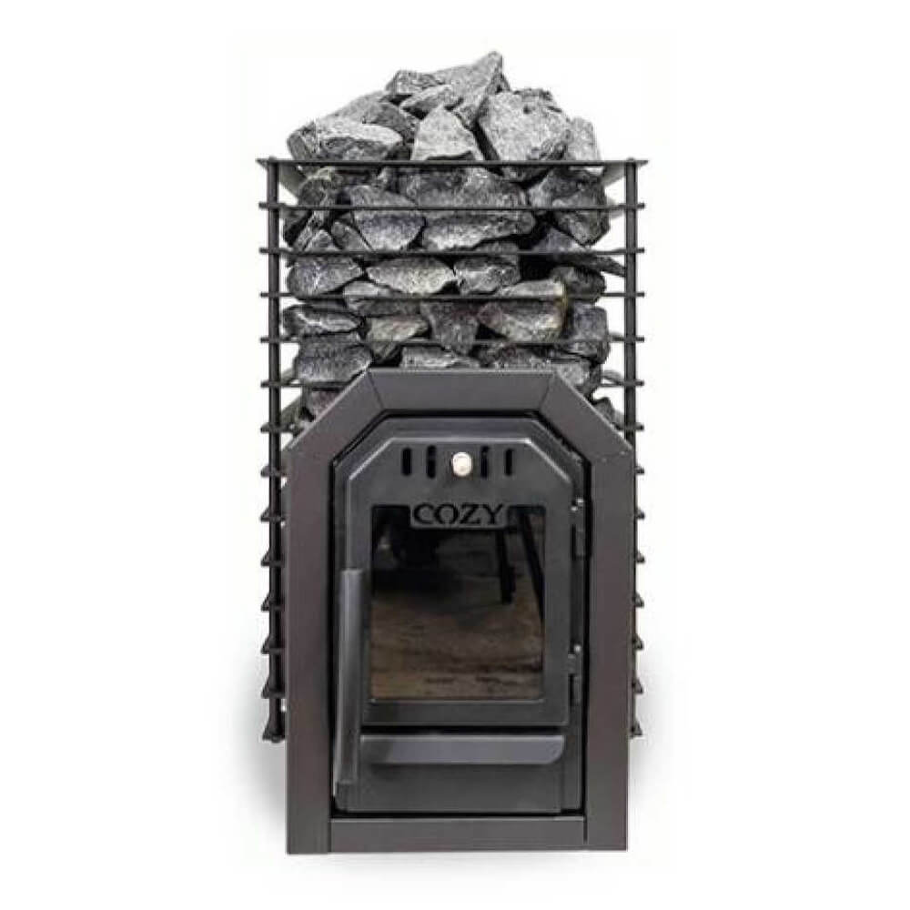 Cozy Heat Quattro Thru-Wall Square Style Sauna Stove With Sauna Stones [COZY QUATTRO TW] (SAK81754)