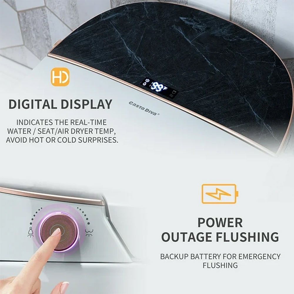 CTDV Premium Smart Tankless Bidet Toilet W/ Adjustable Heated Seat, Water & Air Dryer (96174253)