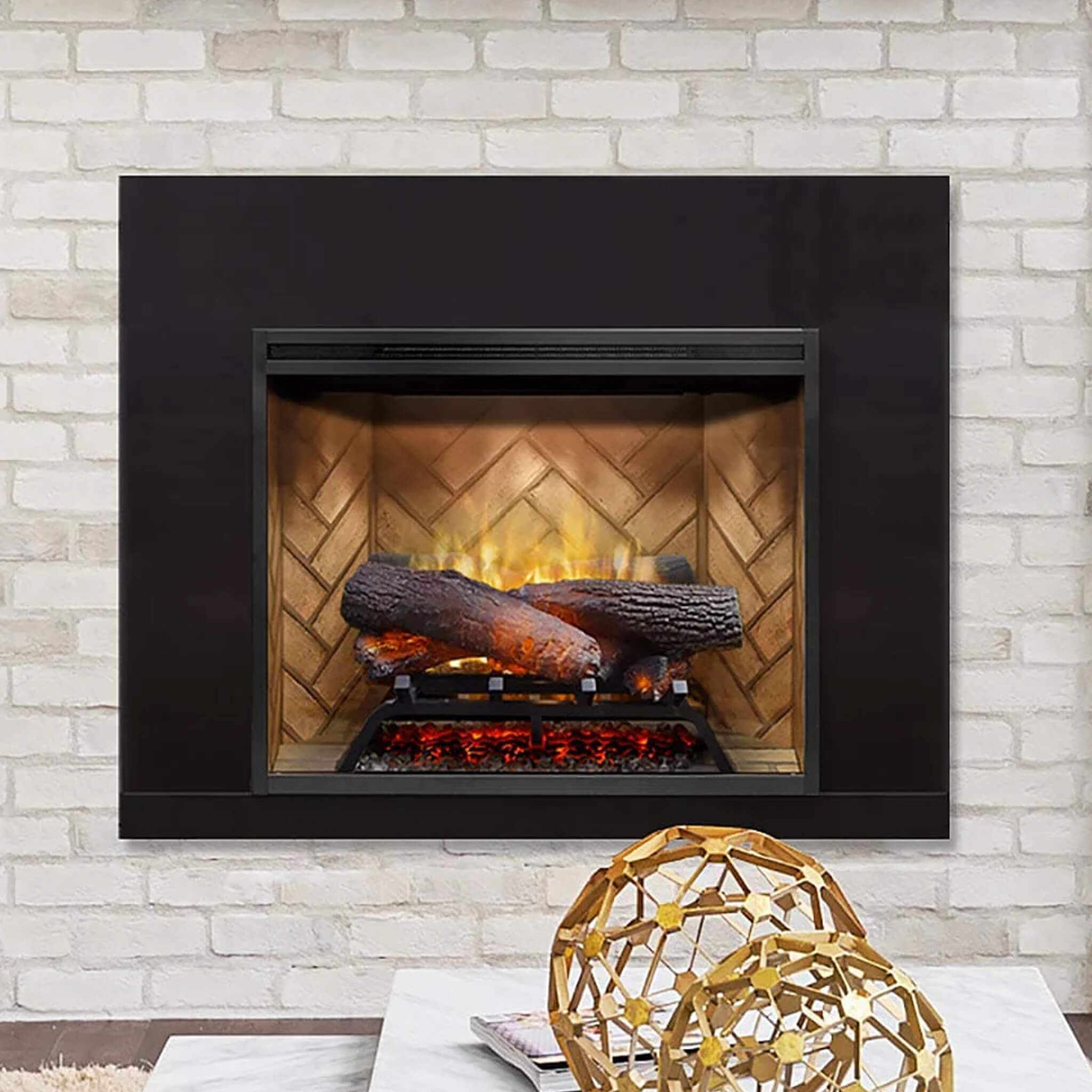 Dimplex Revillusion Herringbone Brick Built-In Electric Firebox With Front Glass [RBF30/36/42]