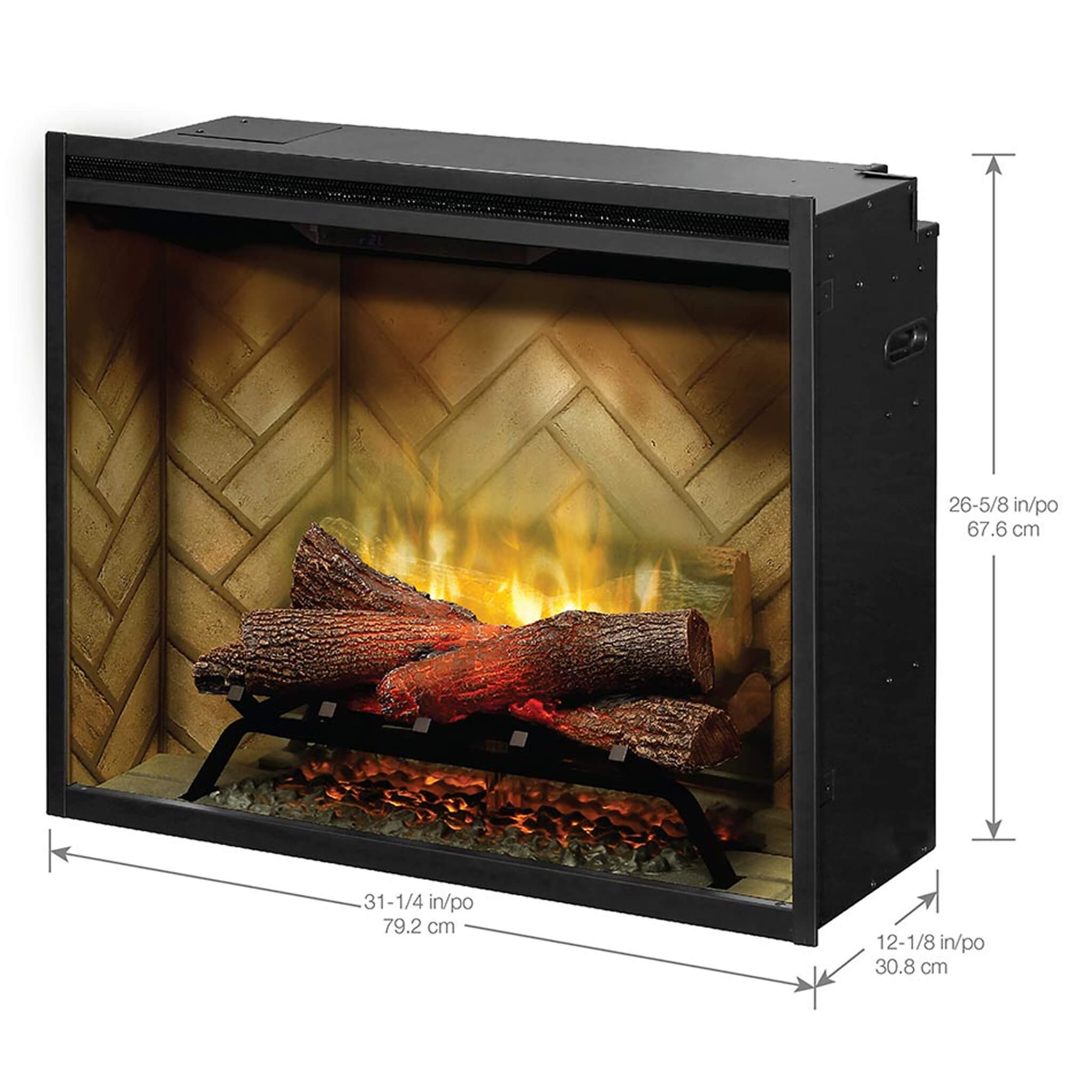 Dimplex Revillusion Herringbone Brick Built-In Electric Firebox With Front Glass [RBF30/36/42]