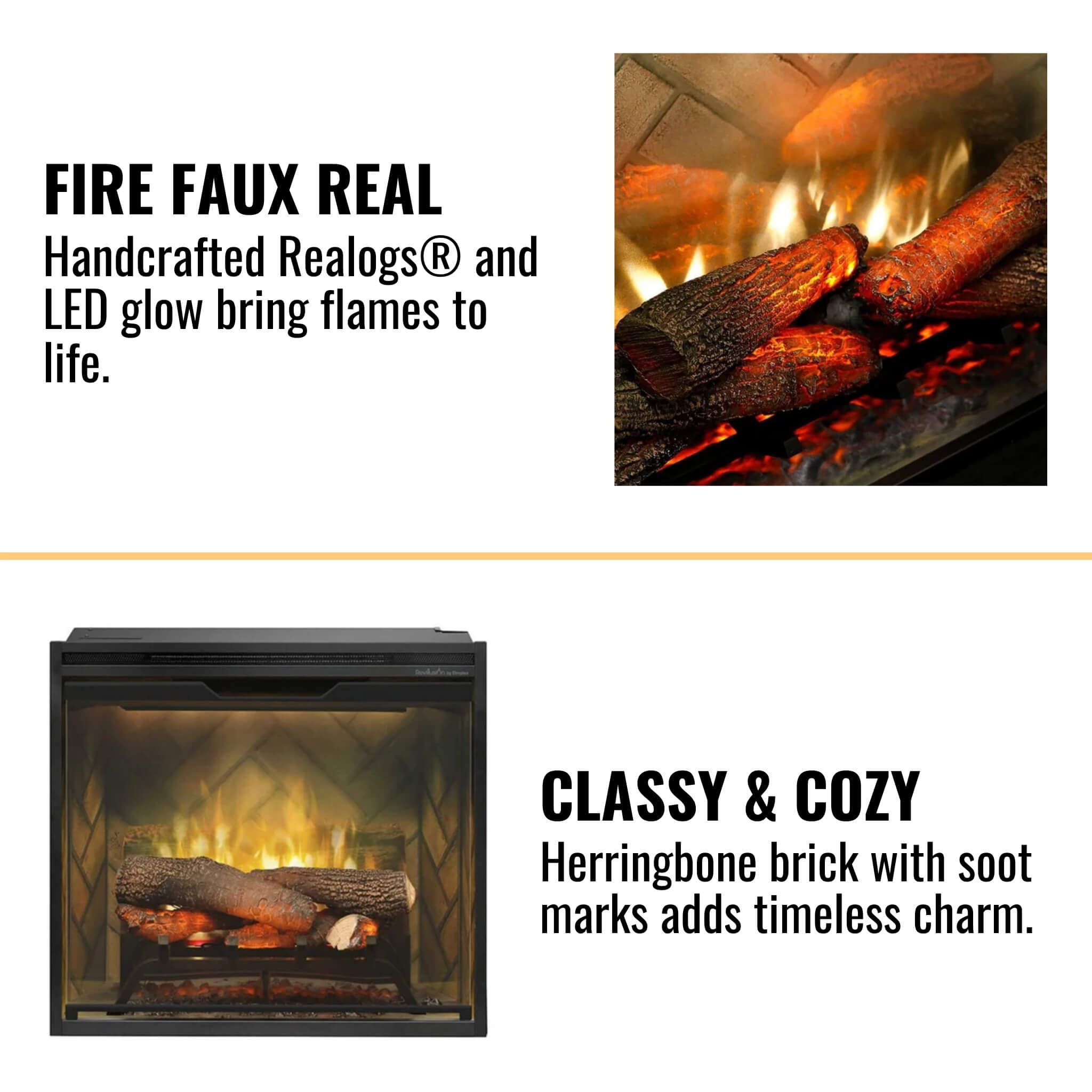 Dimplex Revillusion Herringbone Brick Built-In Electric Firebox With Front Glass [RBF30/36/42]