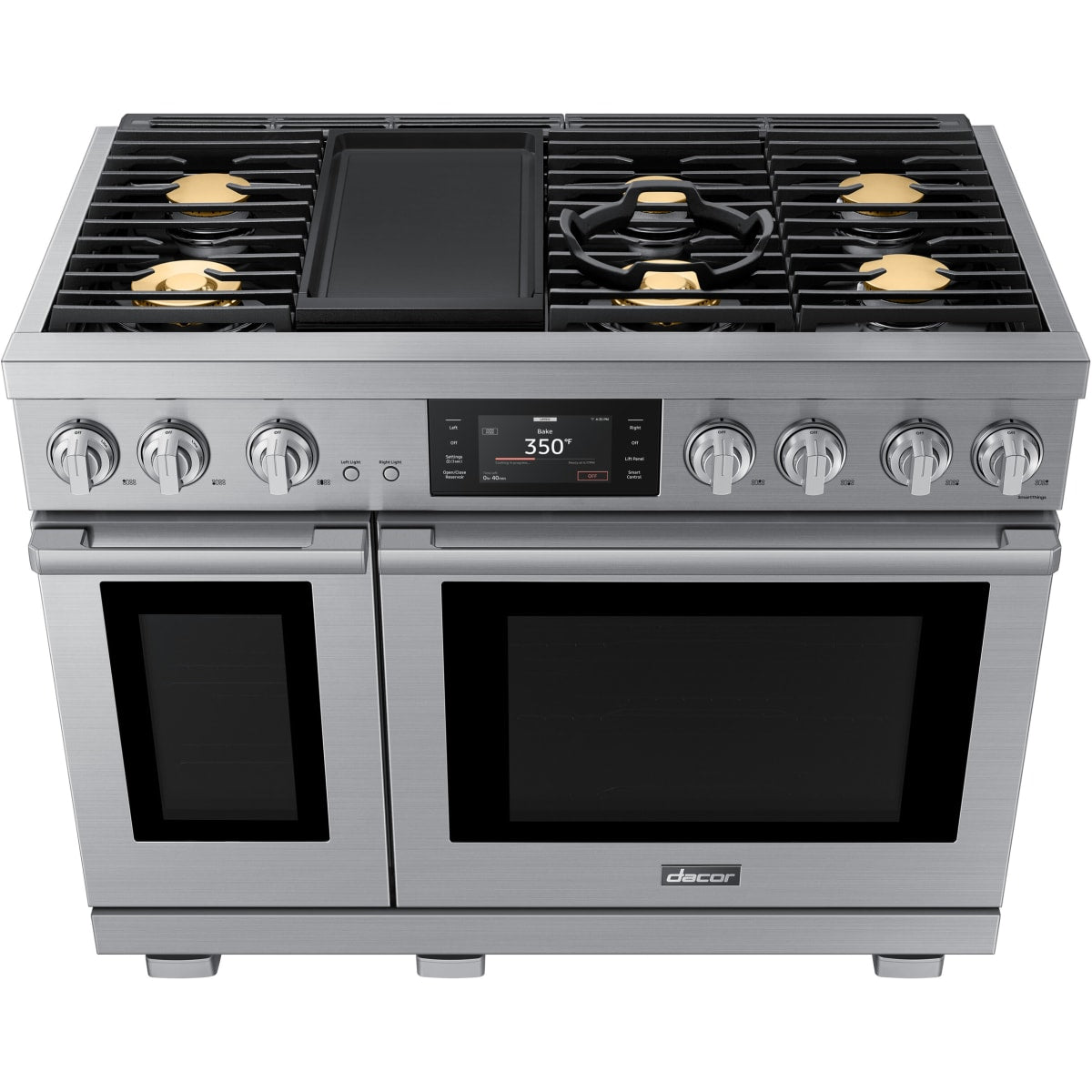 Dacor 48-Inch Transitional Dual-Fuel Steam Range with Embedded Griddle, Silver Stainless - DOP48T963DS