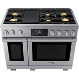 Dacor 48-Inch Transitional Dual-Fuel Steam Range with Embedded Griddle, Silver Stainless - DOP48T963DS