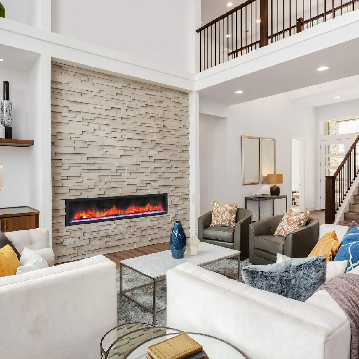 Dynasty Cascade 74" Smart Linear Electric Fireplace [DY-BTX74]