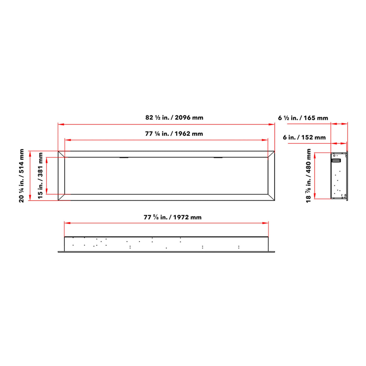 Dynasty Cascade 82" Recessed Linear Electric Fireplace [DY-BTX82]