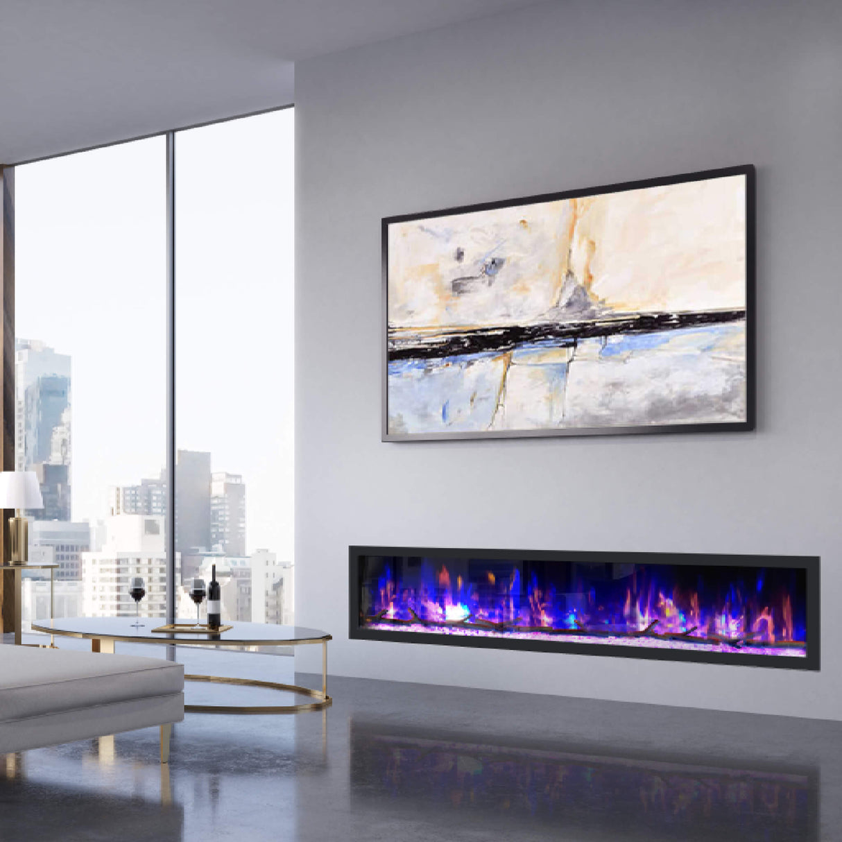 Dynasty Cascade 82" Recessed Linear Electric Fireplace [DY-BTX82]