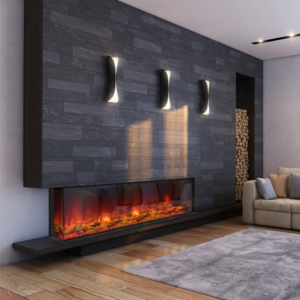 Dynasty Melody 64" Built-In 3 Sided Smart Electric Fireplace [DY-BTS60]