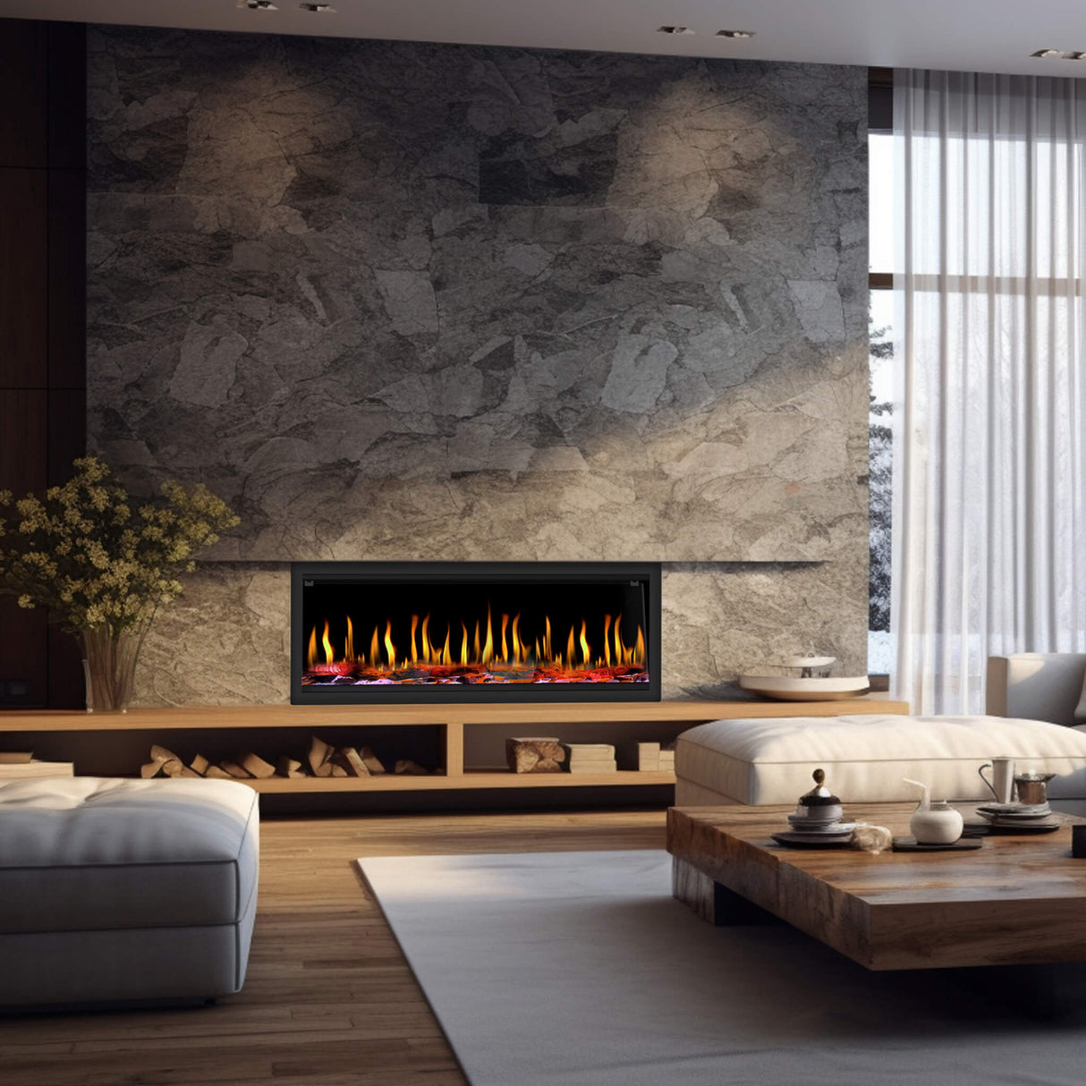 Dynasty Tempo 52" Smart Virtual Linear Electric Fireplace With Dynasty App [DY-FVX52]