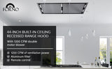 Forno Arezzo 44-Inch Recessed Ceiling Range Hood, Dual Motors, 1200 CFM, Hybrid Filters