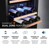 Edgestar 142 Bottle Built-In Dual Zone Double Door Wine Cooler With Door Lock, 24" (SAK30742)