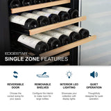 Edgestar 24" Wide 111 Bottle Capacity Freestanding Single Zone Wine Cooler (SAK68320)