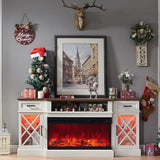 Electric Fireplace TV Stand With Glass Door Storage Cabinet, 70" (91358627)