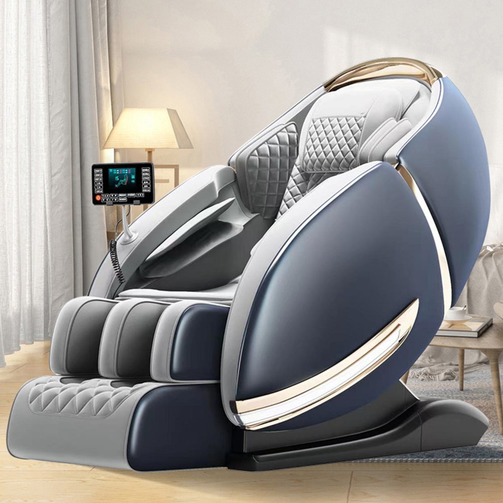 Luxury Electric Leather Heated Back Calf Massage Chair With 3D AI Voice And Shoulder Positioning