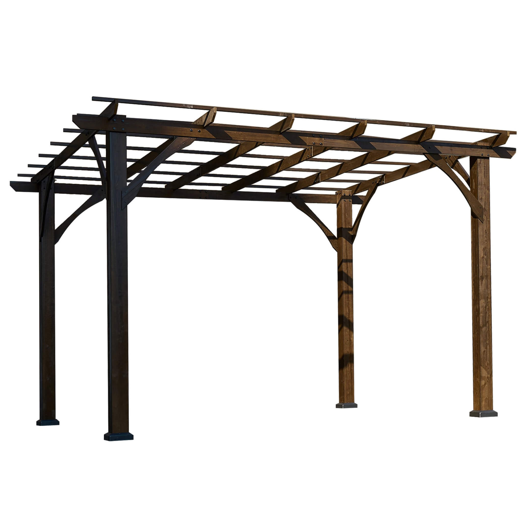 [10x12FT] Premium Outdoor Brown Cedar Wood Pergola For Spacious Patios
