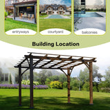 [10x12FT] Premium Outdoor Brown Cedar Wood Pergola For Spacious Patios