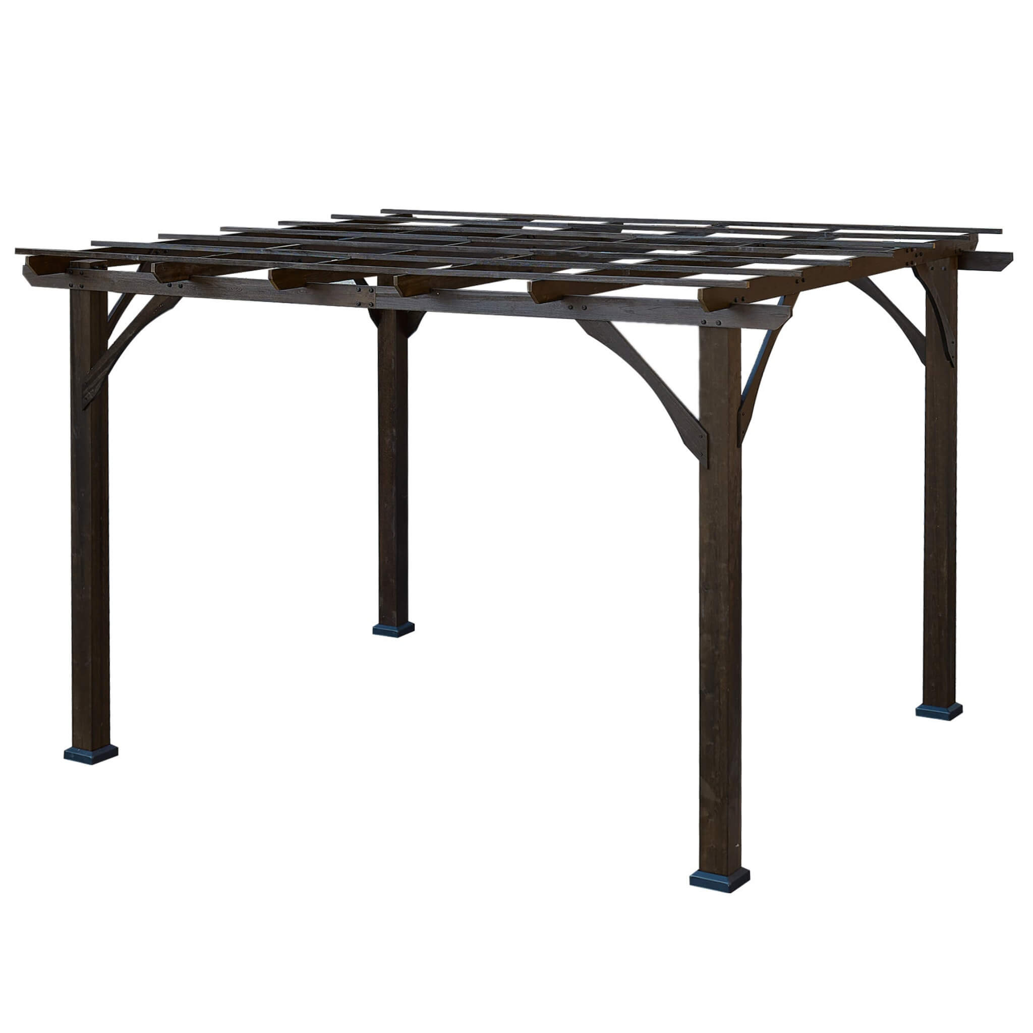 [10x12FT] Premium Outdoor Brown Cedar Wood Pergola For Spacious Patios