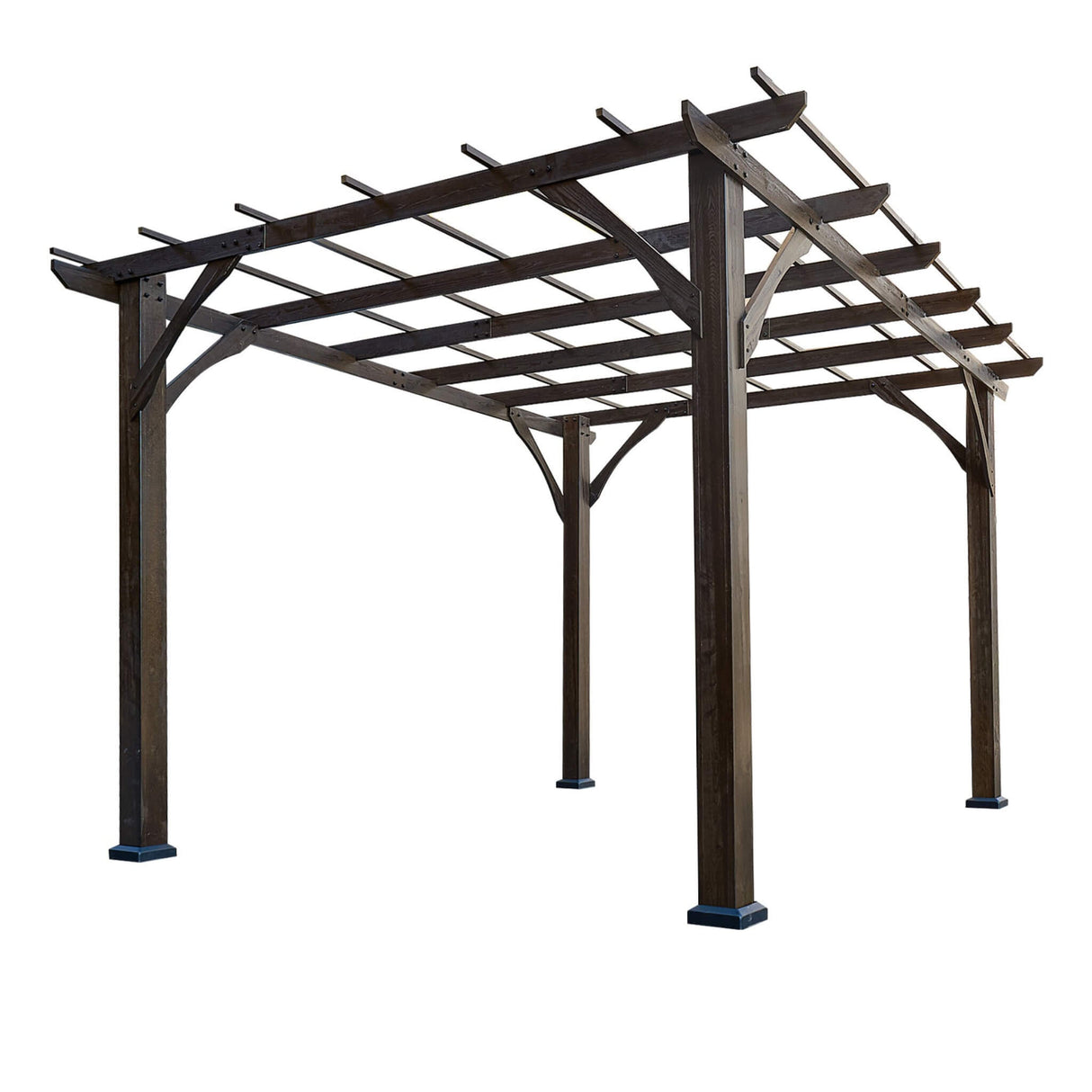 [10x12FT] Premium Outdoor Brown Cedar Wood Pergola For Spacious Patios
