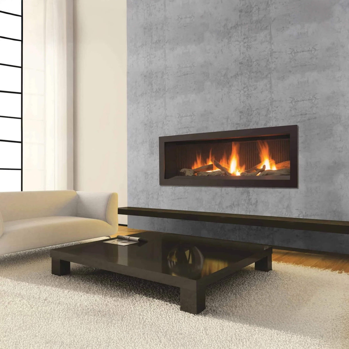 Enviro Linear Nova Direct Vent Natural Gas Fireplace With Burner Tray, Vermiculite, Steel Liner & LP Conversion Kit [C44-2]