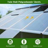[10x16FT] Extra Large Heavy Duty Backyard Polycarbonate Aluminum Greenhouse With Sliding Doors And Vents