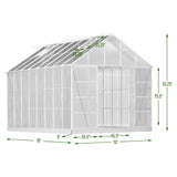 [10x16FT] Extra Large Heavy Duty Backyard Polycarbonate Aluminum Greenhouse With Sliding Doors And Vents