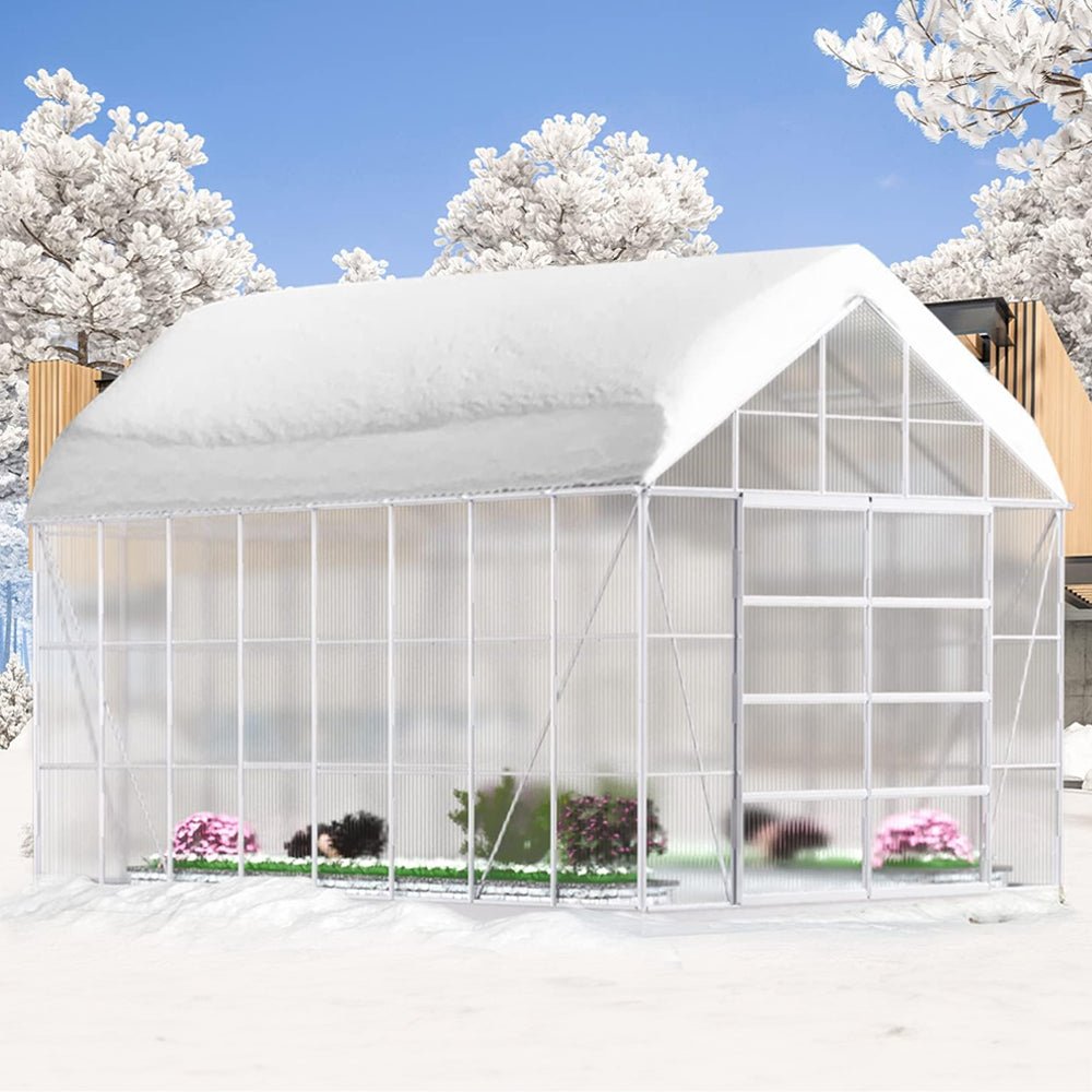 [10x16FT] Extra Large Heavy Duty Backyard Polycarbonate Aluminum Greenhouse With Sliding Doors And Vents