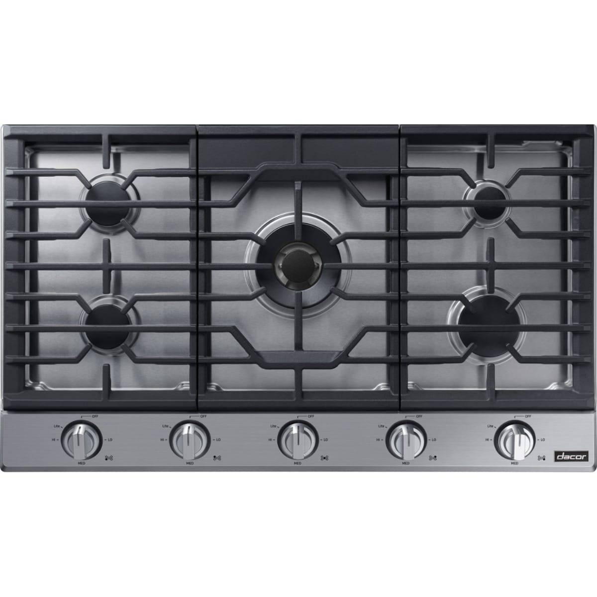 Dacor 36-Inch Transitional Gas Cooktop, Silver Stainless, NG/LP - DTG36P875NS