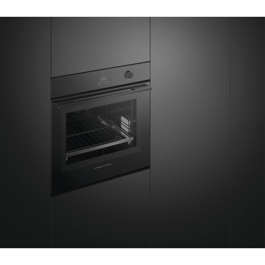 Fisher & Paykel 24" Series 9 Minimal Self-Cleaning Oven, Black Glass – OB24SMPTDB1