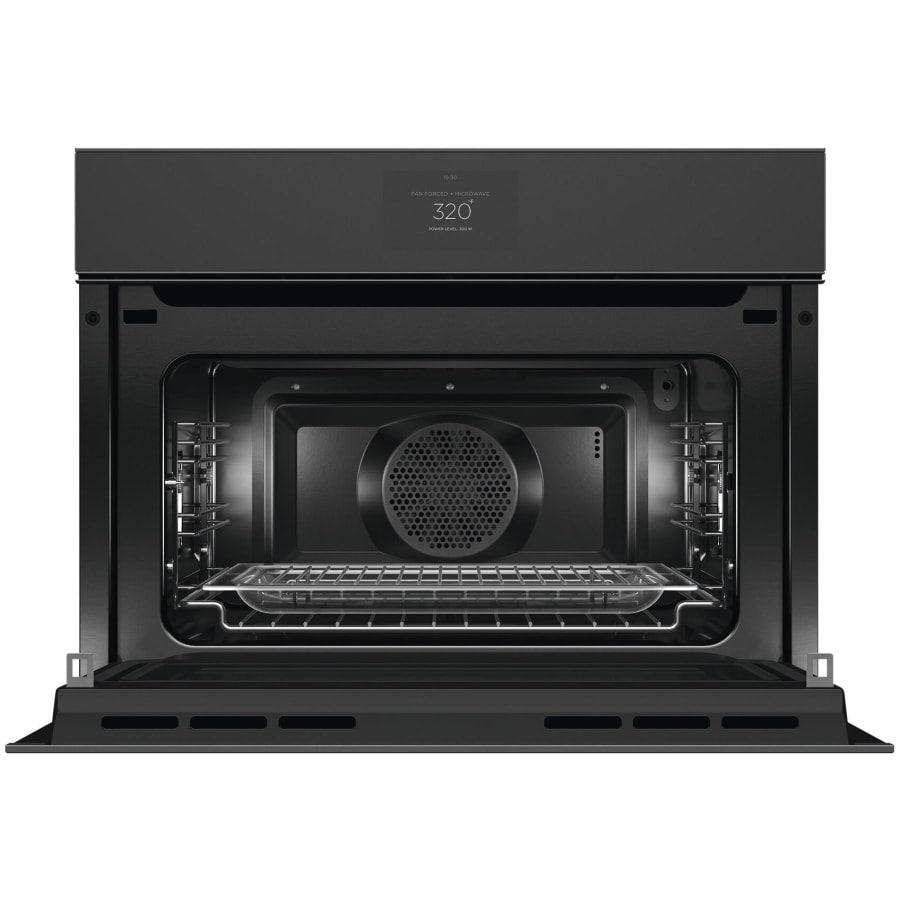 Fisher & Paykel 24" Series 9 Minimal Handleless Compact Convection Speed Oven, Black Glass – OM24NMTNB1