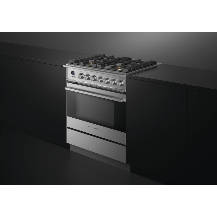 Fisher & Paykel 30" Series 9 Contemporary Dual Fuel Range, 4 Burner – OR30SDG6X1