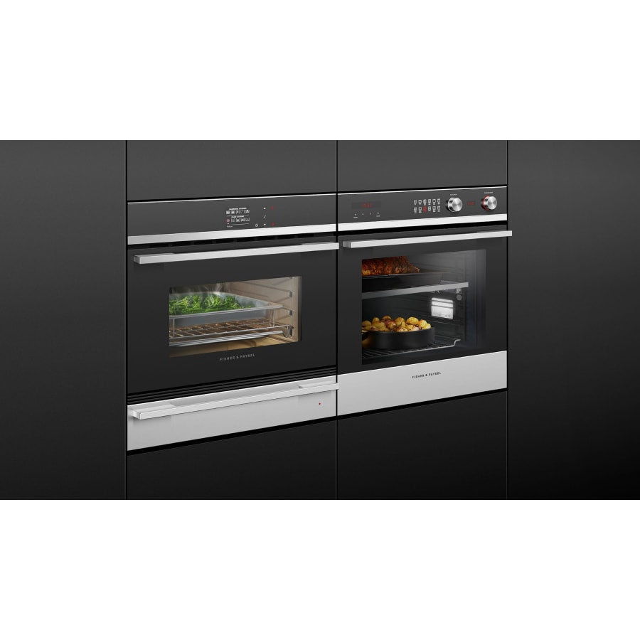 Fisher & Paykel 24" Series 9 Contemporary Compact Combi-Steam Oven, Black Glass and Stainless Steel – OS24NDB1