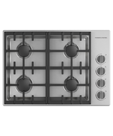 Fisher & Paykel 30" Series 7, 4‑Burner Gas Cooktop, Natural Gas, Professional Stainless Steel – CDV3‑304‑N