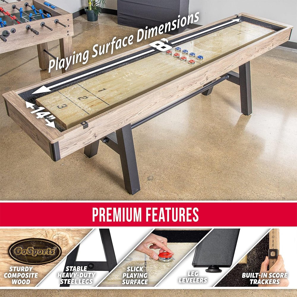 Gosports Premium Shuffleboard Table Set For Game Rooms With Pucks, Wax, And Brush, 9FT (96275134)