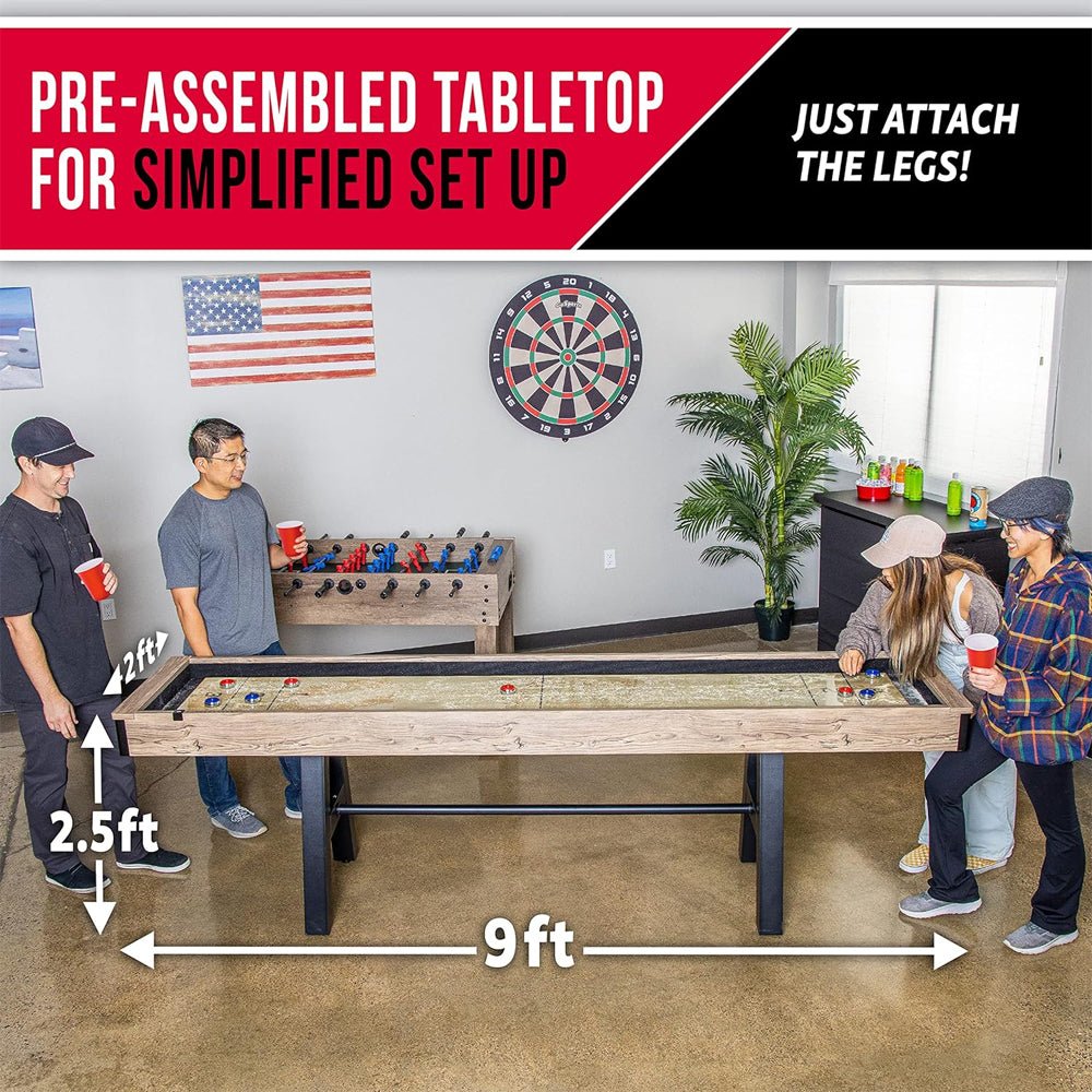Gosports Premium Shuffleboard Table Set For Game Rooms With Pucks, Wax, And Brush, 9FT (96275134)