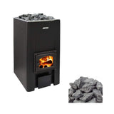 Harvia 50 Black Floor Mount Wood-Burning Sauna Stove With Sauna Stones, 40KW [WK500] (SAK73164)