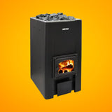 Harvia 50 Black Floor Mount Wood-Burning Sauna Stove With Sauna Stones, 40KW [WK500] (SAK73164)