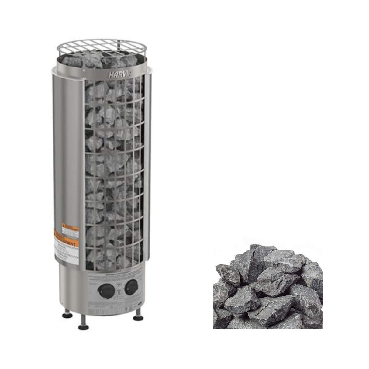 Harvia Cilindro Modern Steel Pillar Style Sauna Heater W/ Sauna Stones [PC60/80/90] (SAK84937)