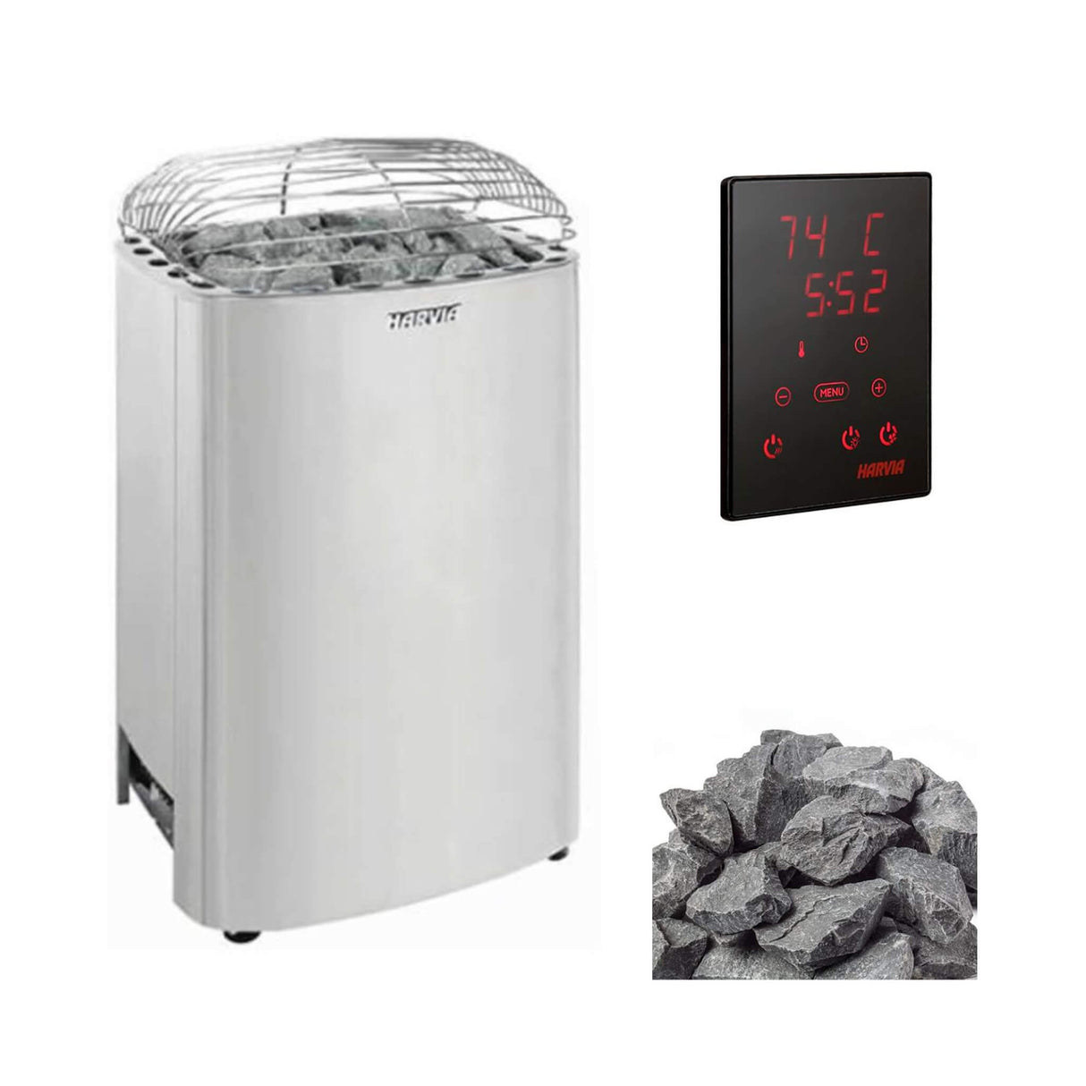 Harvia Club Deluxe Stainless Steel Electric Sauna Heater With Digital Control & Sauna Stones [HRKGU] (SAK27619)